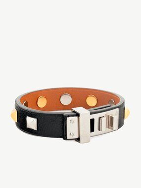 Hermes Mini Dog Clous Carres Black Swift Studded Bracelet
